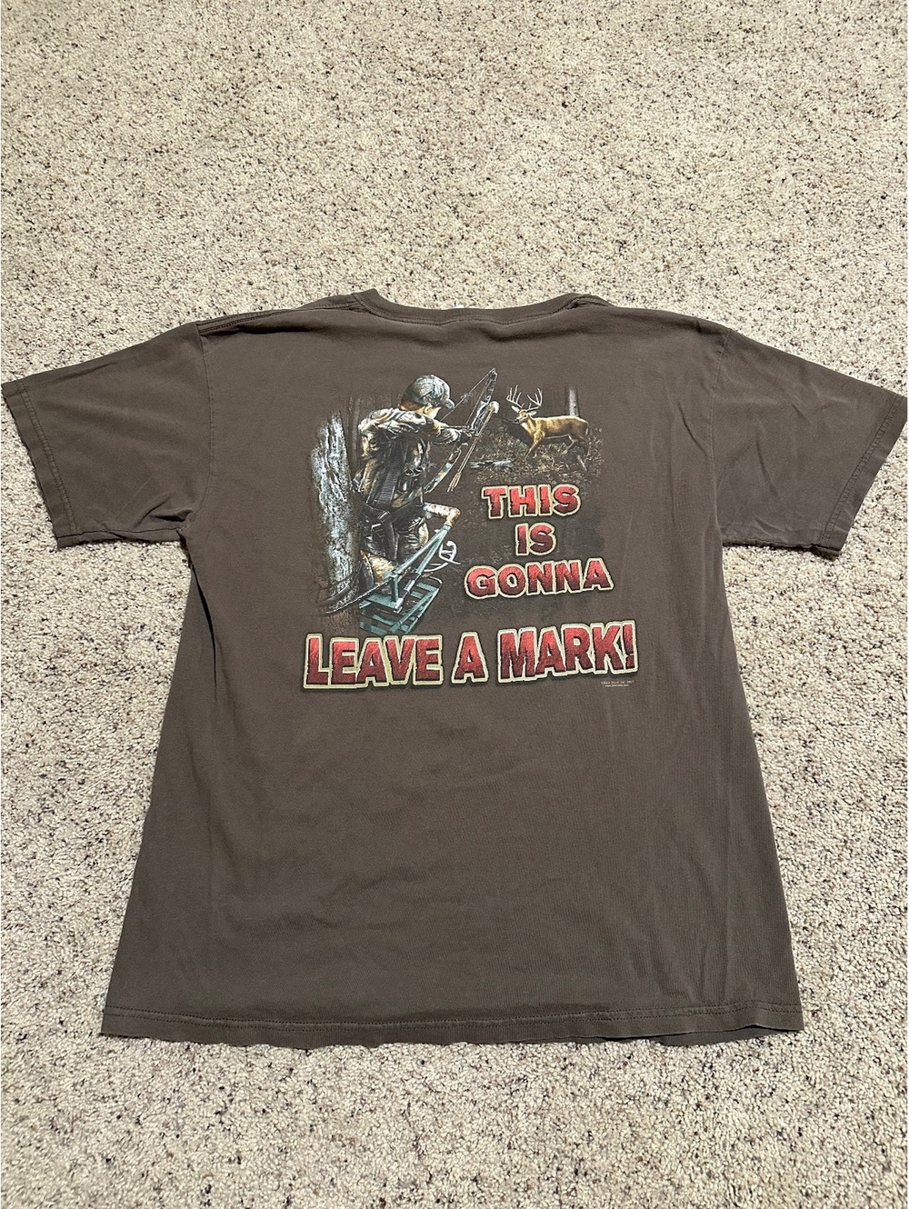 Buck Wear Brown Graphic T-Shirt Size L